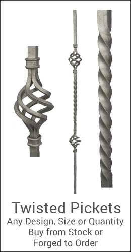 Twisted pickets and balusters for wrought iron installations. Wide variety and Excellent Quality from Superior Ornamental Supply.